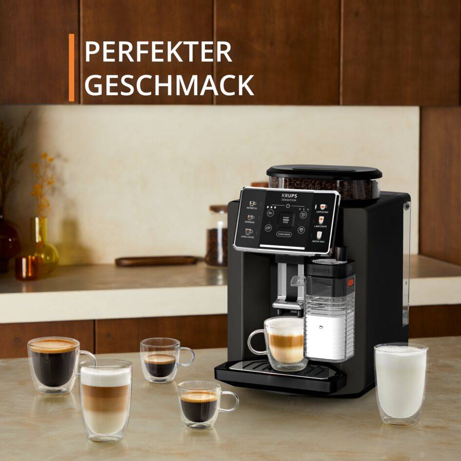 Sensation Milk, Kaffeevollautomat, 6 Kaffee- und Milchgetränke, Milk Maestro Technologie, Silber