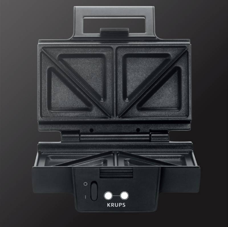 Krups FDK452 Sandwichmaker – Extra Große Platten (25x12 Cm), Antihaftbeschichtet, Schwarz – Inkl. Kabelaufwicklung Und Temperaturkontrolle