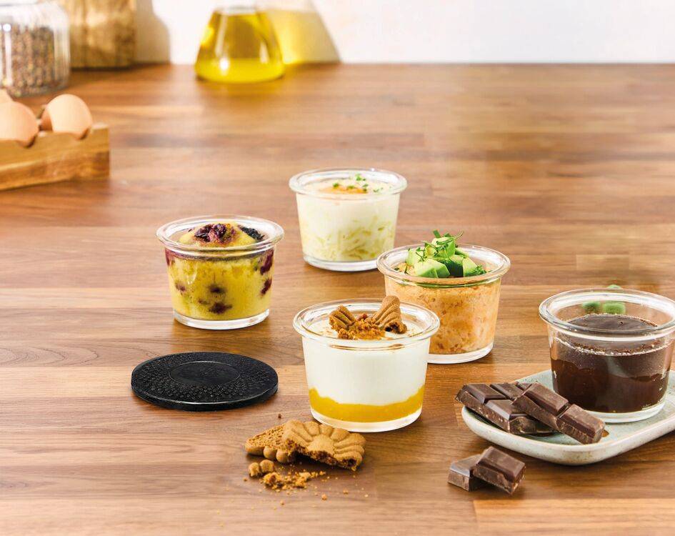 Set mit 4 Glasbehältern à 125 ml für Schnellkochtopf-Modelle / Cookeo®-Modelle / Heißluftfritteusen-Modelle