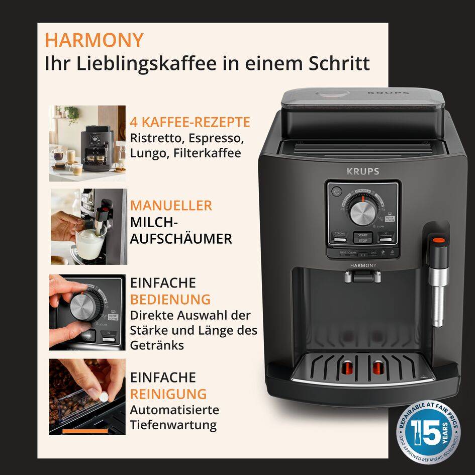 Harmony, vollautomatische Espressomaschine, 4 Getränke