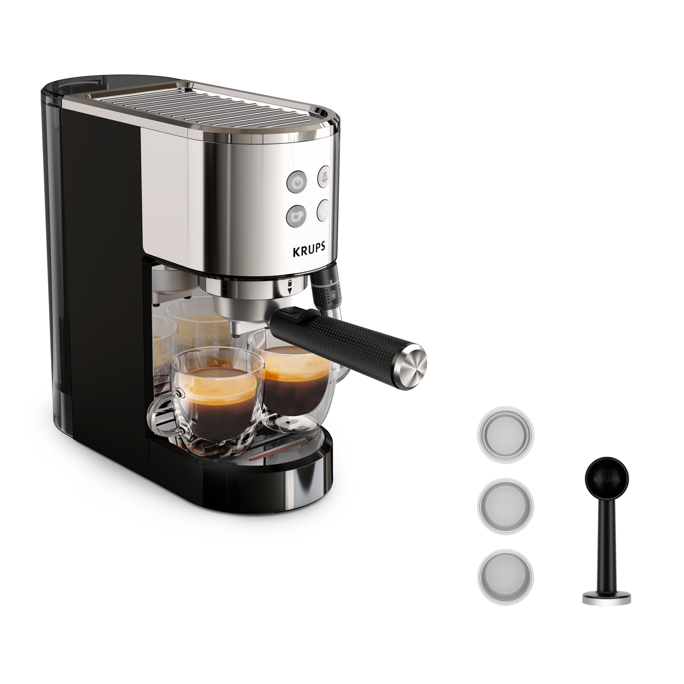 Virtuoso + Espresso Siebträgermaschine Silber Edelstahl