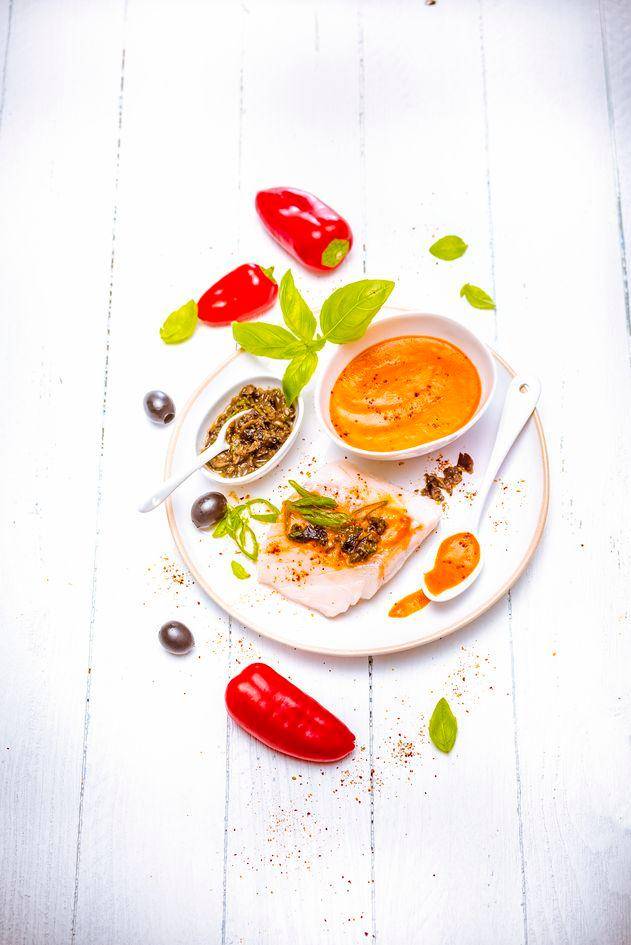 Coulis aus Paprika in Balsamico-Essig und zerdrückten schwarzen Oliven in Basilikum - Rezepte Perfectmix Cook | Krups