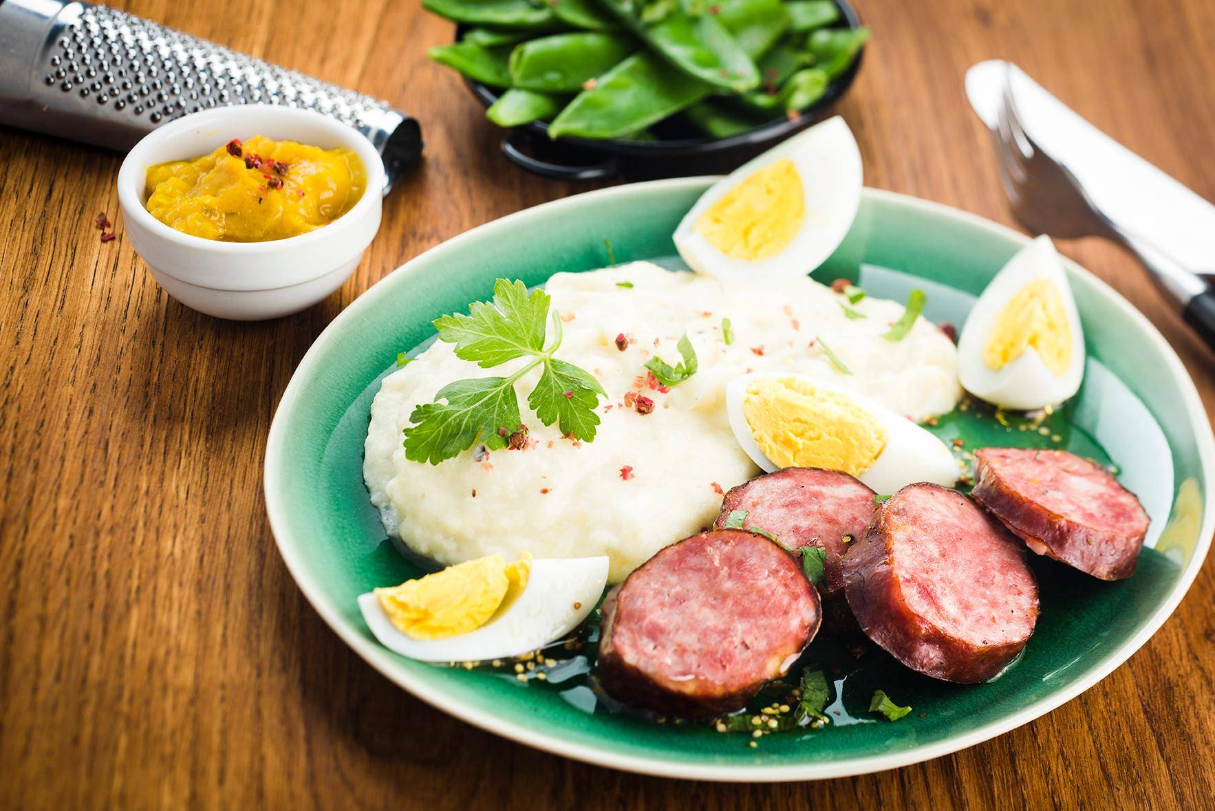 Blumenkohlpüree Mettwurst Ei - Rezepte Cookeo | Krups