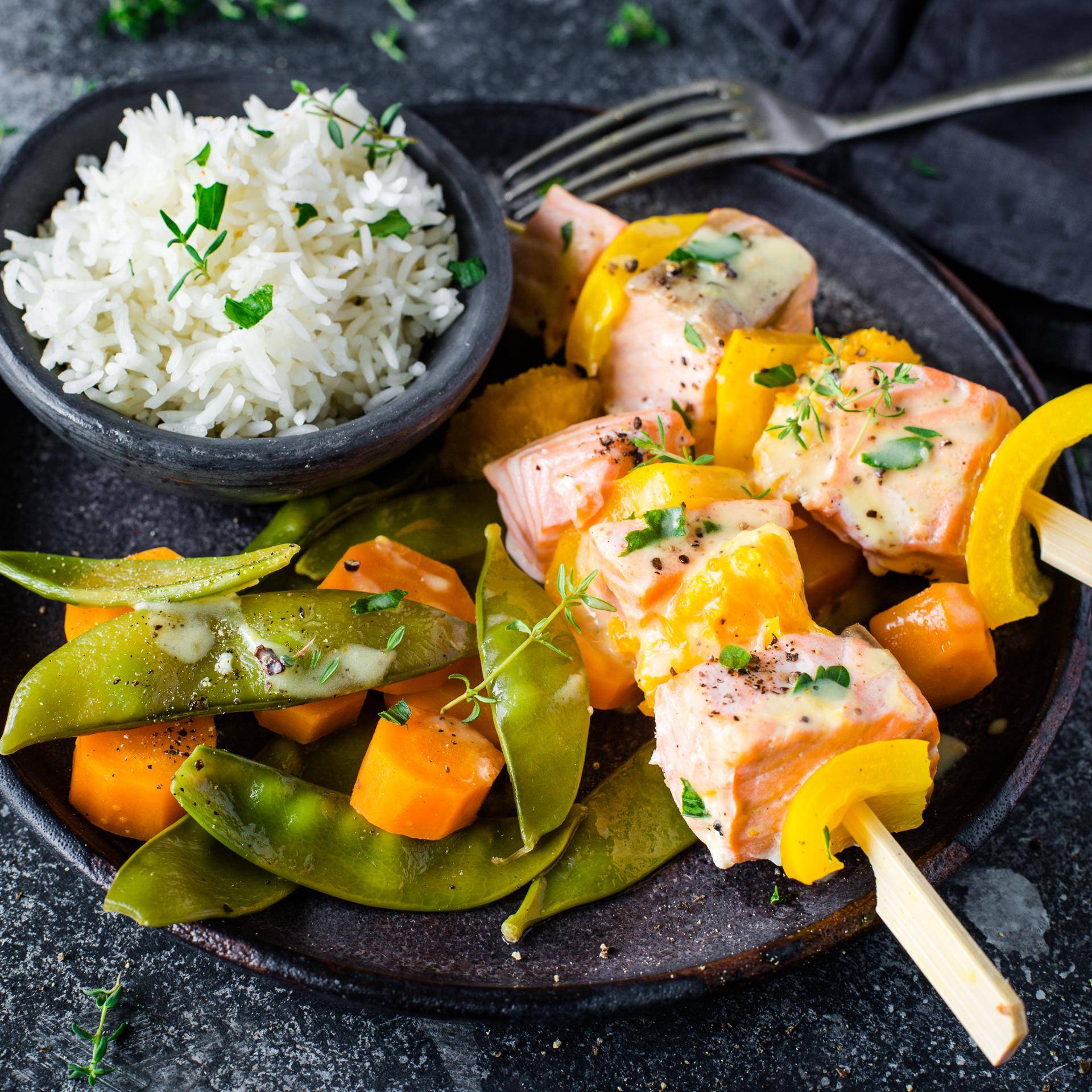 Lachs-Orangen-Spieße mit Reis - Rezepte Prep & Cook | Krups