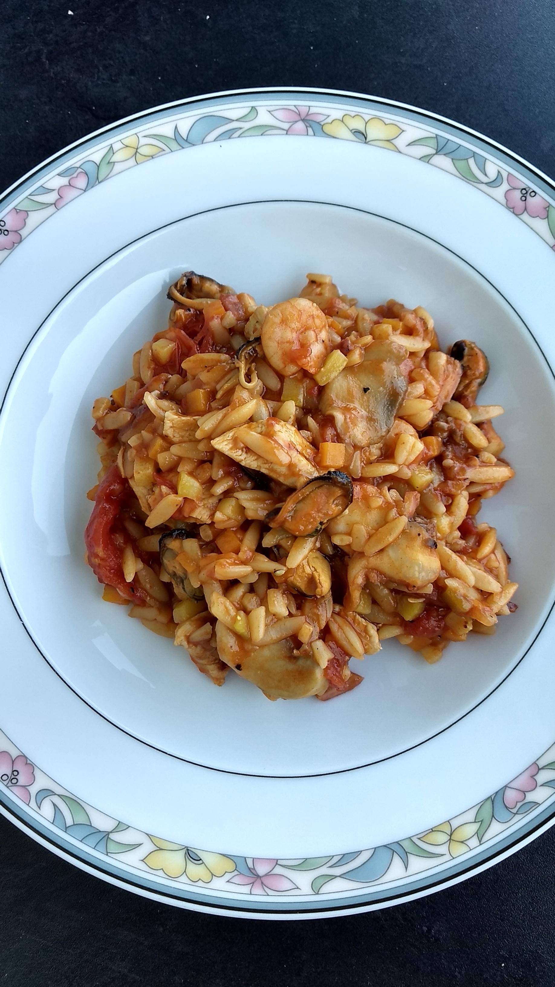 One-Pot Pasta Kritharaki mit Meeresfrüchten und Hähnchenbrust - Rezepte Cookeo | Krups
