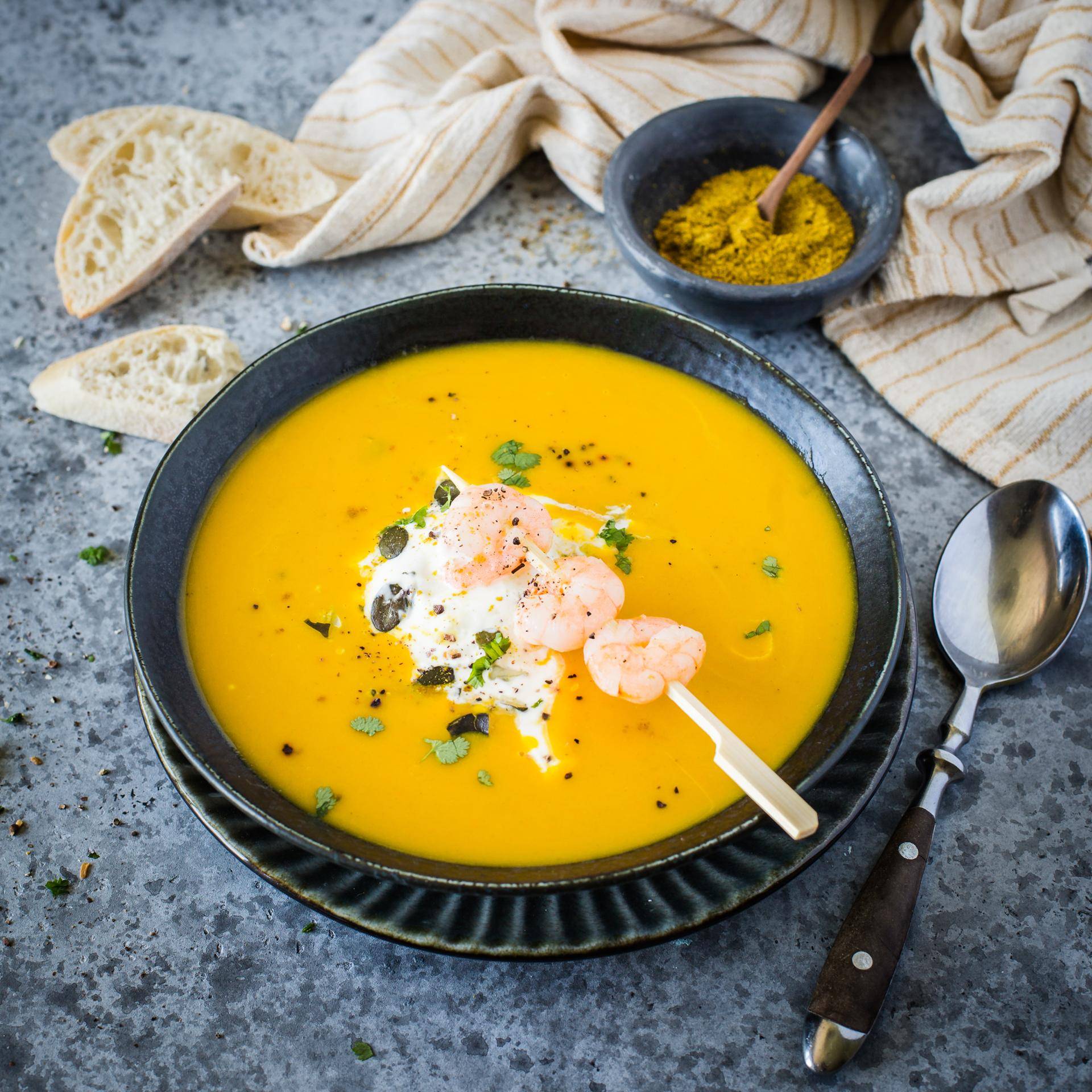 Kürbis Curry Suppe mit Garnelen - Rezepte Prep & Cook | Krups