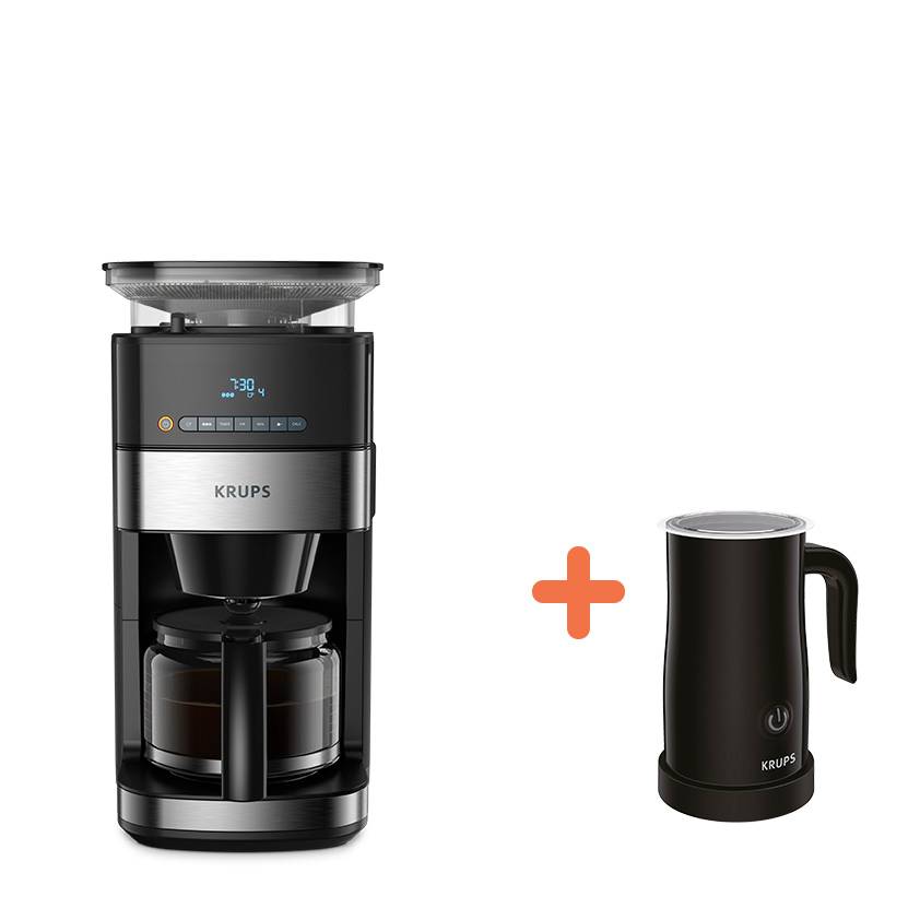 Set: Grind Aroma Filterkaffeemaschine und Milchaufschäumer