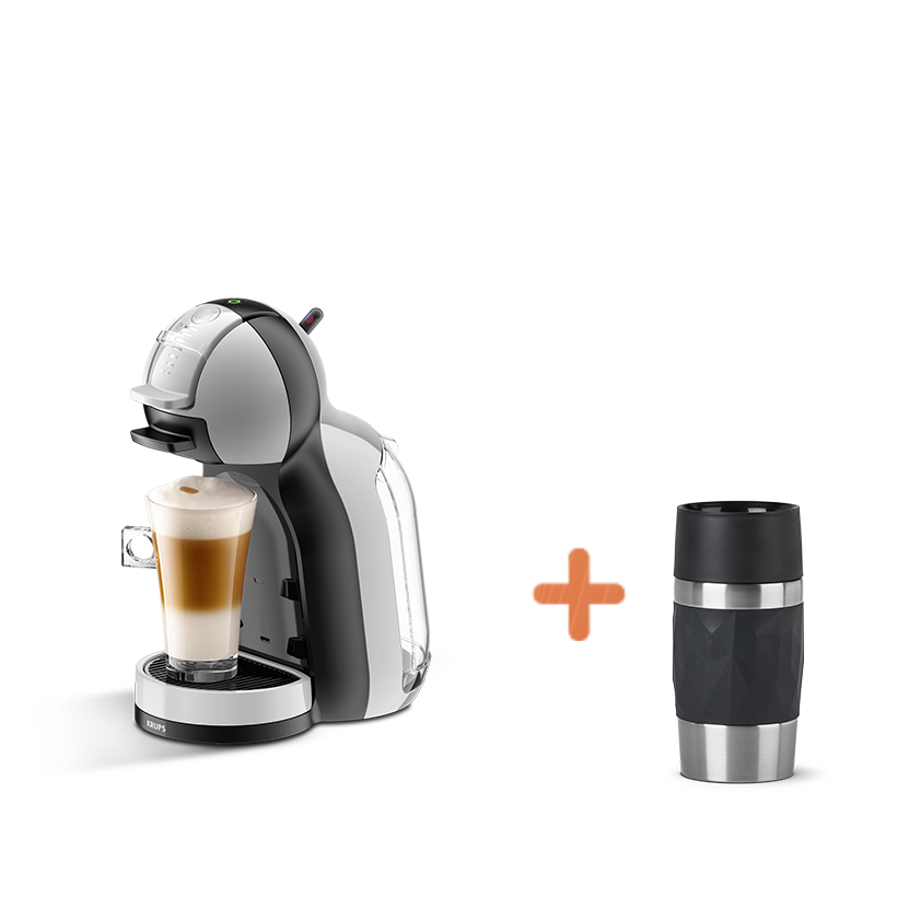 Set: Mini Me Kapselkaffeemaschine grau und Thermobecher